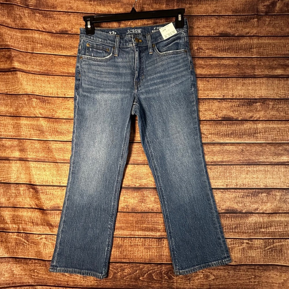 J.Crew 9 Demi-Boot Crop Jeans 27P Medium Blue Re-Imagined Stretch Denim New
